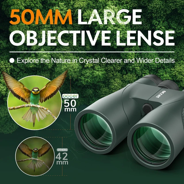 Alt view image 2 of 4 - 12x50 Bird Watching Binoculars for Adults - High Powered Binoculars with Clear Image - Easy Focus HD Binocular for Cruise Ship Hunting Travel Concert Stargazing Birthday Gift for Men Green