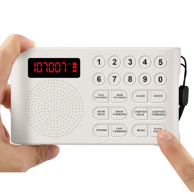 Main image of KJV Audio Bible Player for Seniors Large One-Touch Buttons, 26H Playtime, Easy-to-Use Audio Bibles for Seniors, Portable Electronic Talking Bible with Complete King James Version(White)
