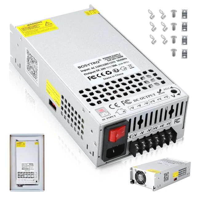 Main image of Upgraded Output Port 24V 50A 1200W DC Switching Power Supply, Universal Transformers PSU AC110V/220V (SMPS), 24 Volt Power Supply for 3D Printer, CCTV, DC Motor(Without Power Cord)