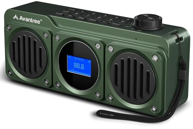 Main image of BoomByte - Portable FM Radio & Bluetooth Speaker with Stereo Sound Long Rechargeable Playtime, Micro SD Card & USB Audio Input, MP3 Player, Metal Finish, Easy to Use, Green