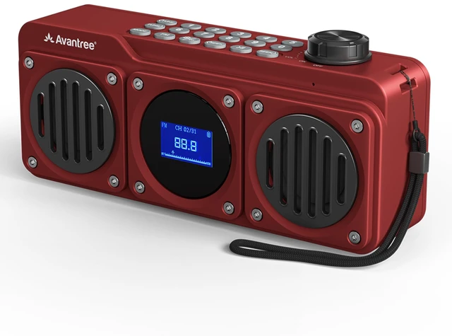 Main image of Boombyte - Portable FM Radio with Bluetooth Speaker, Superb Sound, Metal Finish, MP3 Player, Support Micro SD Card & USB Audio Input, Long Play Time, Rechargeable, Easy to Use - Red