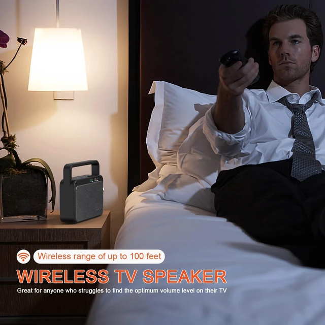Alt view image 3 of 4 - Wireless TV Speaker for Seniors with Hearing Amplifier & Headphones, Bluetooth TV Audio System, 100ft Range, 8H Battery, Portable Speaker for Hearing Impaired, No Lag Sound