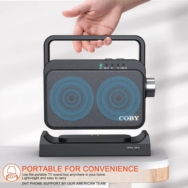 Alt view image 4 of 4 - Wireless TV Speaker for Seniors with Hearing Amplifier & Headphones, Bluetooth TV Audio System, 100ft Range, 8H Battery, Portable Speaker for Hearing Impaired, No Lag Sound