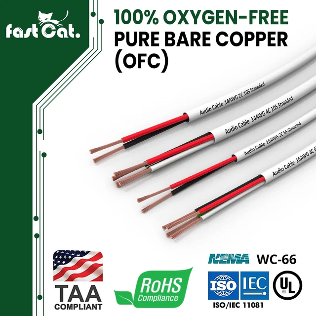 Alt view image 3 of 6 - Speaker Wire 16 Guage 2C, UL Listed & CMR/CL3R-FT4 Rated - Speaker Cable w/PVC Jacket, 100% Oxygen-Free Pure Bare Copper - (65) HighFlex 16 Guage Wire - in-Wall Use-500ft Bulk Cable, White