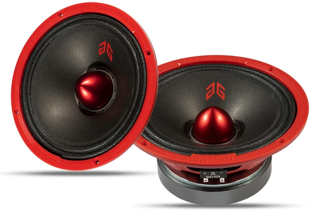 Main image of MX80E2 Loudspeaker 8 Inch Midrange 640 Watts 4 Ohms Red Bullet, Premium Quality Audio Door Speakers for Car or Truck Stereo Sound System, Red (2 Speakers)