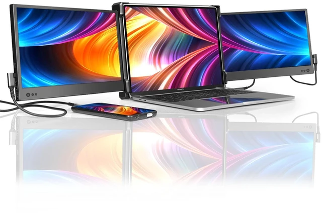 Main image of P2 Triple Portable Monitor for Laptop Screen Extender 12 Inch Dual Monitors Extender FHD 1080P IPS Display Type-C/HDMI/USB-A/Speakers for 13-16 Inch Notebook Computer Windows Mac Phone