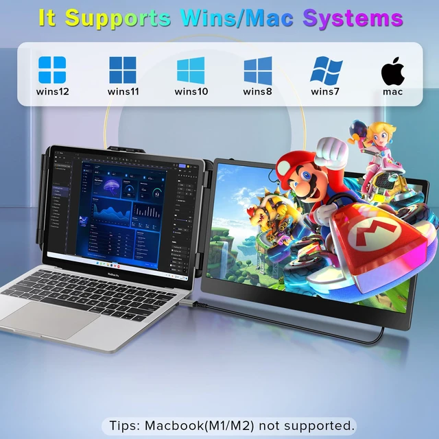 Alt view image 4 of 4 - 2023 Upgraded S1 14 Portable Monitor for Laptop Screen Extender Monitor 1080P FHD IPS Dual Laptop Monitor Extender Plug and Play Type-C/HDMI for 13-17.3inch LaptopWindows,Mac,Android, Dex