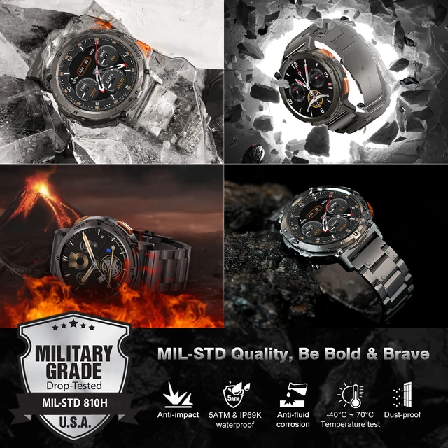 Alt view image 2 of 4 - Smart Watches for Men, 60 Days Extra-Long Battery, 50M Waterproof, Military Bluetooth Call(Answer/Dial Calls) 1.43" AMOLED Fitness Watch, AI Voice Assistant, Heart Rate Monitor/Sleep Tracking