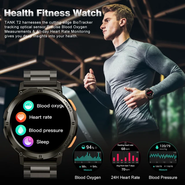 Alt view image 3 of 4 - Smart Watches for Men, 60 Days Extra-Long Battery, 50M Waterproof, Military Bluetooth Call(Answer/Dial Calls) 1.43" AMOLED Fitness Watch, AI Voice Assistant, Heart Rate Monitor/Sleep Tracking