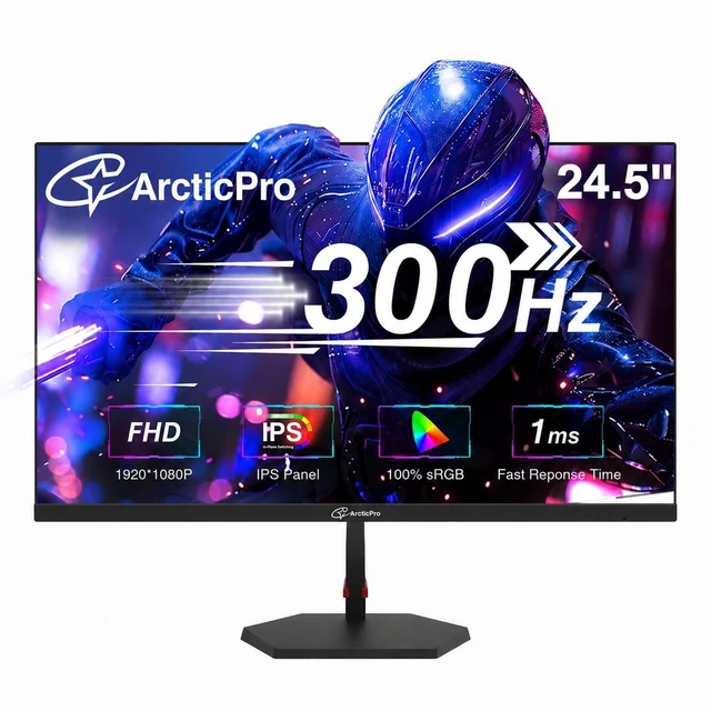 Main image of 24.5 inch 300Hz 240Hz Gaming Monitor, FHD 1080p, 1ms, Fast IPS Monitor, Adaptive sync, PC Monitor, sRGB 120%, Ultra Slim, DP x2, HDMI x2, VESA, with DP Cable up to 300Hz