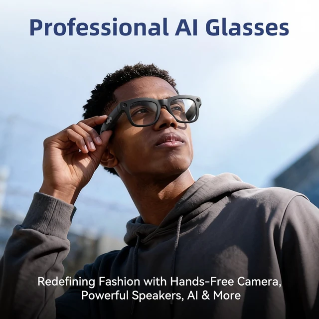 Alt view image 4 of 4 - AI Smart Glasses with HD Camera, BT Call, 8MP Anti-Shake Camera Glasses with 1080P Video Recording Dual Mic, Simultaneous Interpretation/GPT Identify Objects, Photochromic Lens