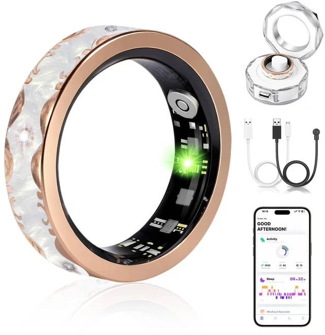 Main image of Smart Ring for Women Fitness Ring Health Ring No Subscription Fee White 10#