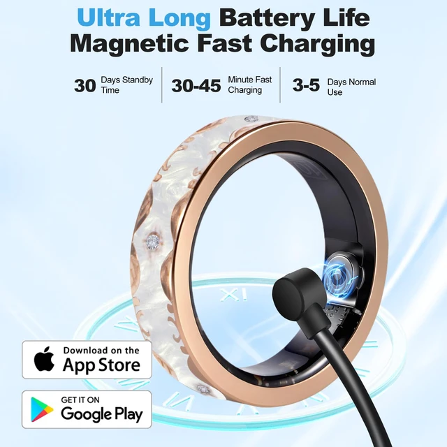 Alt view image 4 of 4 - Smart Ring for Women Fitness Ring Health Ring No Subscription Fee White 10#
