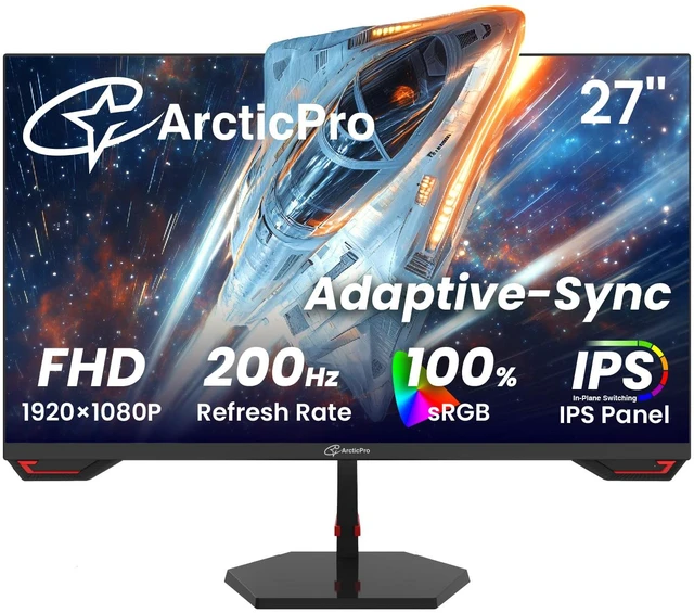 Main image of 27inch Gaming Monitor 200Hz 180Hz, IPS, FHD 1080p, 1ms Response Time, Adaptive sync, PC Computer Monitor, 3-Sided Frameless, Ultra Slim, Bluelight Filter, DP*1, HDMI*1