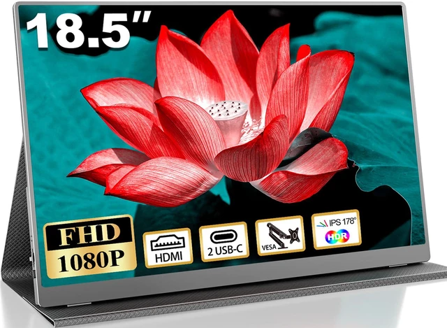 Main image of 18.5 Inch Portable Monitor for Laptop, FHD 1080P 100% sRGB Travel Monitors for Laptop, Portable Computer IPS Display w/VESA, External Monitor USB-C HDR HDMI Portable Screen w/Smart Cover & Speakers
