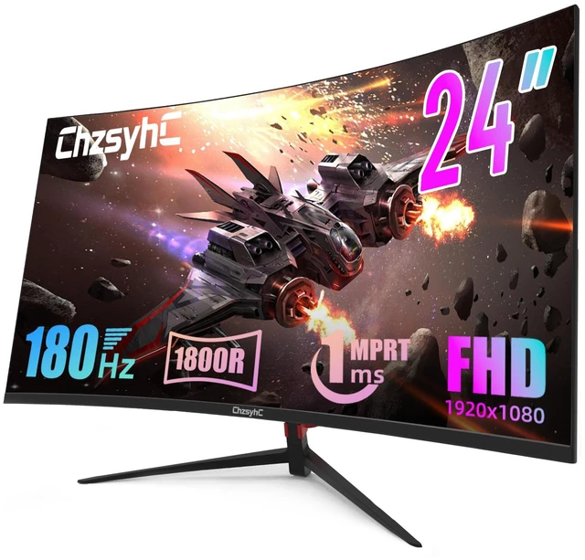 Main image of 24 Inch Curved 180Hz Gaming Monitor, 1800R Curved Gaming Monitor, 1ms MPRT, FHD(1920×1080P), Freesync, HDMI2.0,DP1.4, VESA Mountable(HDMI Cable Incl.)