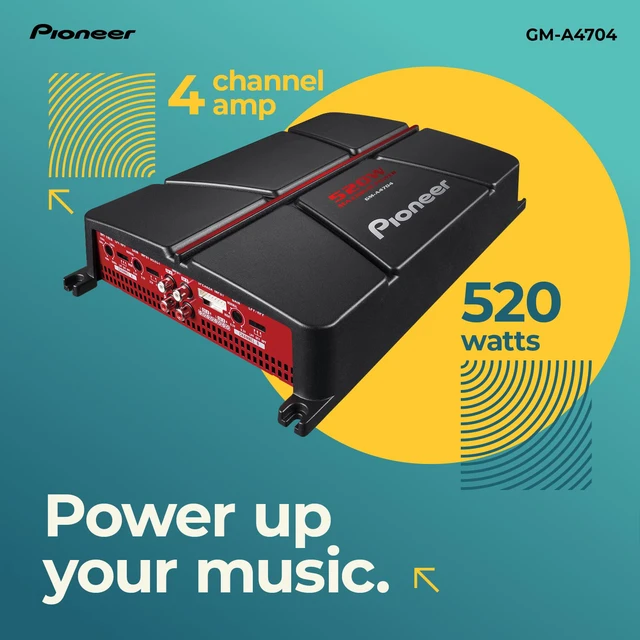 Alt view image 2 of 4 - GM-A4704 4-Channel Car Amplifier 520W Max, Class AB, Bridgeable, Variable High-Pass Filter
