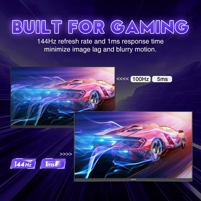 Alt view image 2 of 4 - 24 Inch Gaming Monitor 1080p 144hz, VA 1ms FHD Computer Monitor with 100% sRGB, Bluelight Filter, HDMI & VGA Port, Support Wall Mount
