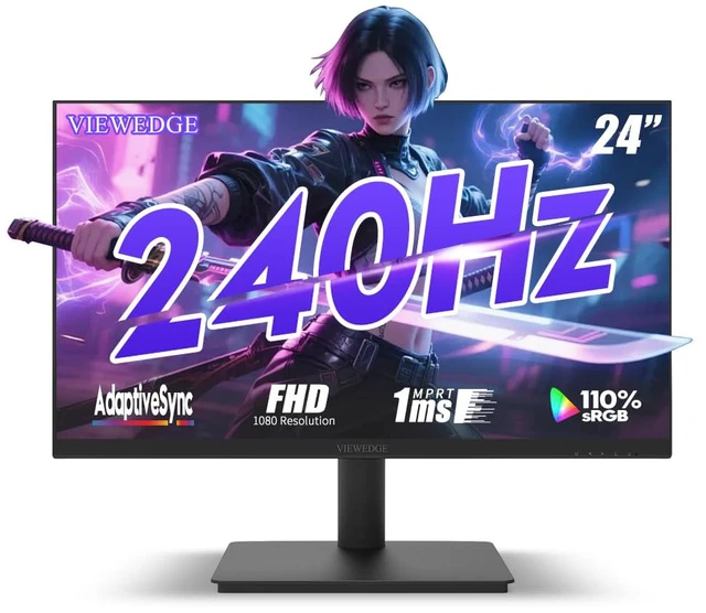 Main image of 24 Inch Gaming Monitor with 240Hz, VA 1ms, FHD 1080p and HDR 10 PC Computer Monitor with 110% sRGB, Bluelight Filter, 2 HDMI & 1 DP Port, Support Adaptive Sync and Wall Mounted