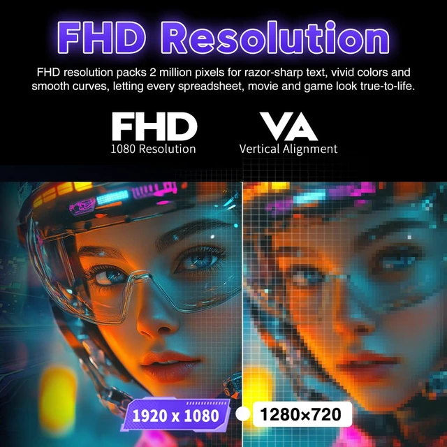 Alt view image 3 of 4 - 24 Inch Gaming Monitor 1080p 144hz, VA 1ms FHD Computer Monitor with 100% sRGB, Bluelight Filter, HDMI & VGA Port, Support Wall Mount