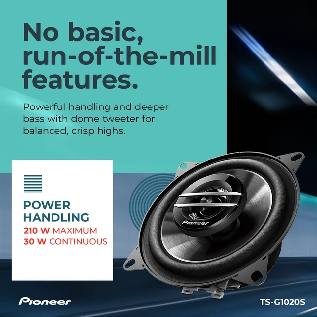 Alt view image 4 of 7 - PIONEER G-Series TS-G1020S 4" 2-Way Coaxial Car Speakers 210W Max | Great Stock Upgrade, Crisp Highs + Clear Vocals, High-Efficiency Speaker Designed for OEM Power