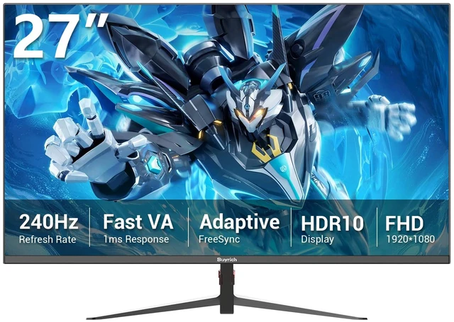 Main image of 27 Inch Gaming Monitor, 240Hz Refresh Rate, FHD 1920x1080, Fast 1ms Response Time, Metal Stand, VESA 100x100, for Esports, FPS, and Competitive Gamers