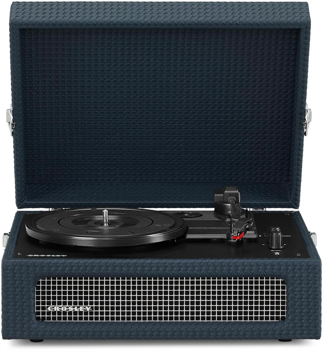 Main image of CR8017B-NY Voyager Vintage Portable Vinyl Record Player Turntable with Bluetooth in/Out and Built-in Speakers, Navy
