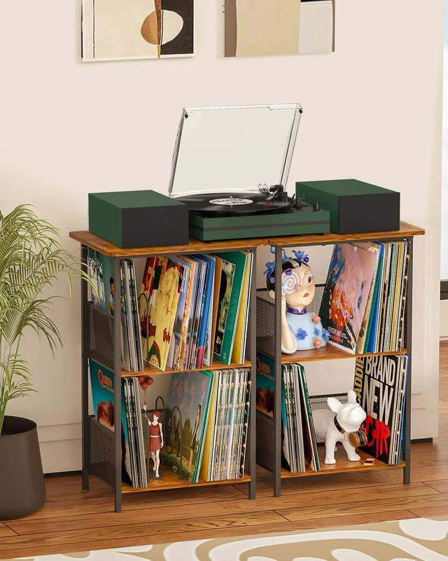 Alt view image 4 of 4 - Record Player for Vinyl with External Speakers Belt-Drive Turntables for Vinyls Records Dual Stereo Speakers LP 3 Speed BT Wireless AUX-in Headphone Auto Stop New Sleek Stylish Dark Matte Green