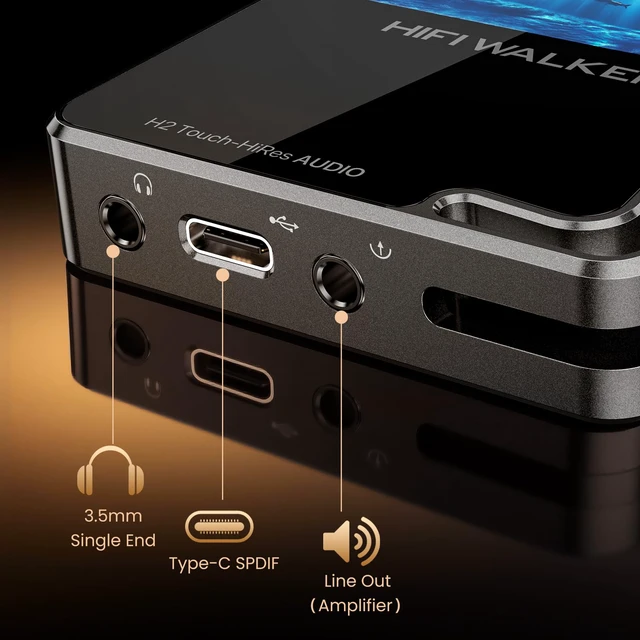 Alt view image 4 of 4 - H2 Touch Hi-Res MP3 Player with Bluetooth, 2.4" HD Touchscreen, Lossless DSD FLAC Music Player, 64GB Memory Card Included, Supports up to 512GB