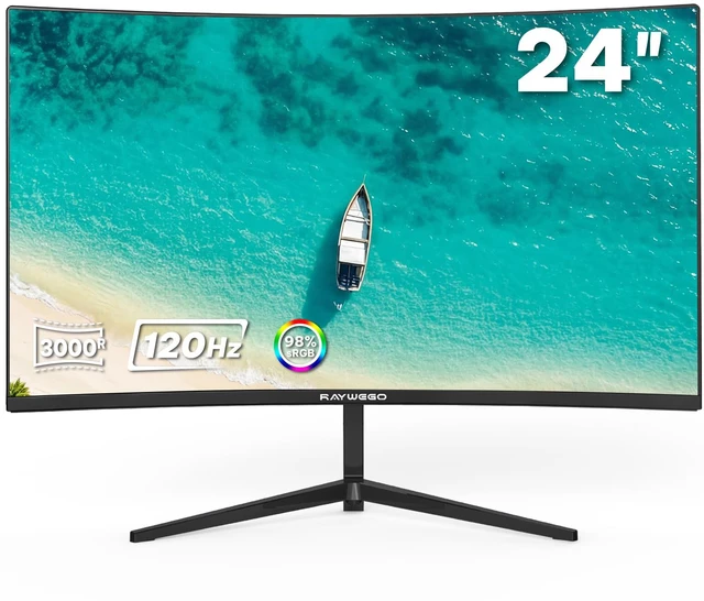 Main image of 24 inch Curved Monitor 120Hz 1ms, Computer Gaming Monitor FHD 1920×1080P,3000:1 Contrast Ratio, with FreeSync & Eye-Care Technology, HDMI×1,VGA×1 for Gaming Home Office,Wall Mount Install