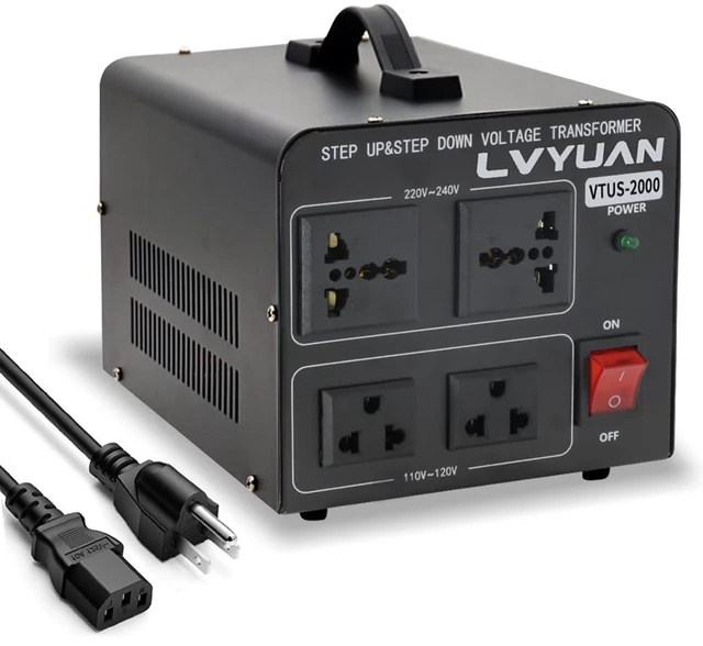 Main image of Voltage Transformer Converter 2000 Watt Step Up/Down Convert from 110-120 Volt to 220-240 Volt and from 220-240 Volt to 110-120 Volt with 2 US outlets, 2 Universal outlets