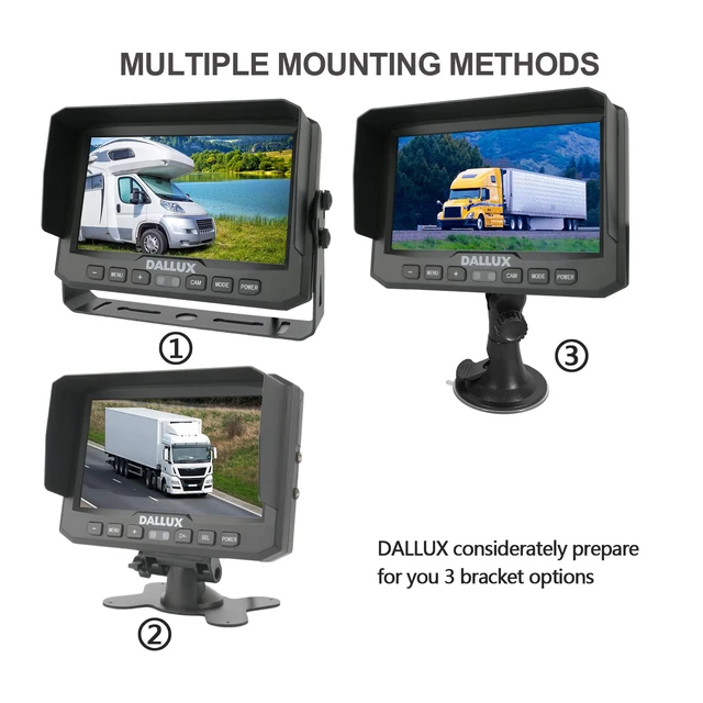 Alt view image 4 of 4 - Heavy Duty Vehicle Truck Bus Backup Camera System,Waterproof Night Vision Rear View Camera with 7 inch Monitor+66ft 4 PIN Camera Cable for Bus Truck Van Trailer RV Campers Motor Home(12V 24V)