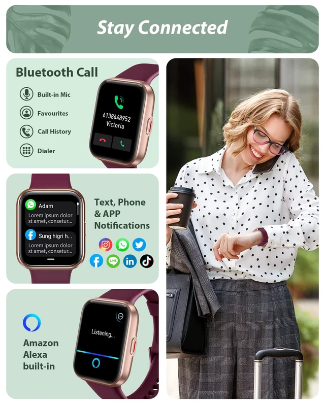 Alt view image 2 of 6 - Smart Watch for Men Women(Call Receive/Dial), Alexa Built-in, 1.7" Touch Screen Fitness Tracker with Heart Rate Sleep Tracking, 60 Sports Modes, 5ATM Waterproof Smartwatch for Android iPhone