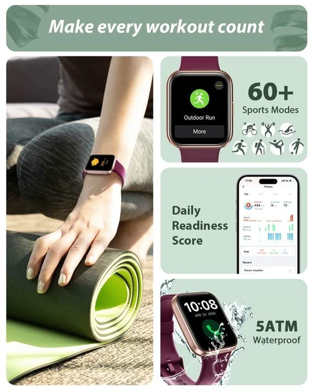 Alt view image 4 of 6 - Smart Watch for Men Women(Call Receive/Dial), Alexa Built-in, 1.7" Touch Screen Fitness Tracker with Heart Rate Sleep Tracking, 60 Sports Modes, 5ATM Waterproof Smartwatch for Android iPhone