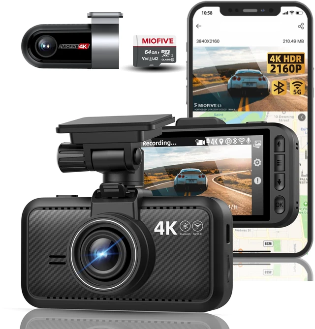 Main image of Dash Cam Front Rear, 4K Front + 4K Rear Full HD Dash Camera for Cars Built-in Wi-Fi Bluetooth GPS with 64GB SD Card, 3.0 IPS Screen with App Control, G-Sensor, HDR, Night Vision, 24H Parking Mode