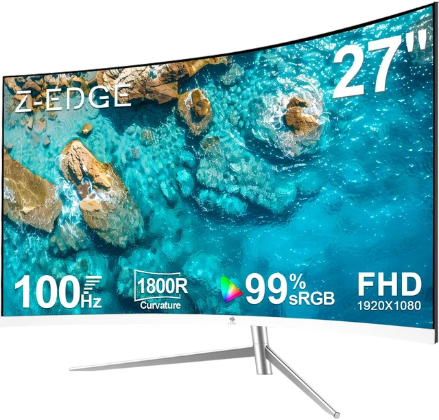 Main image of Z-Edge 27-inch Curved Gaming Monitor, Full HD 1080P 1920x1080 LED Backlight Monitor, with 100Hz Refresh Rate and Eye-Care Technology, 178° Wide View Angle, VGA+HDMI
