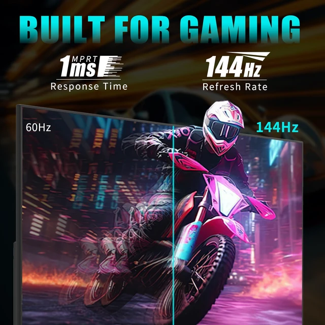 Alt view image 2 of 4 - Gaming Monitor 27 Inch FHD 144hz, 1ms IPS 1080p Computer Monitor with 110% sRGB, Bluelight Filter, HDMI & VGA Port, Support Freesync and Wall Mount