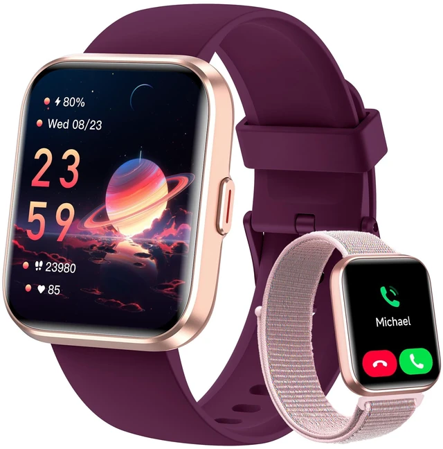 Main image of Smart Watches for Women for Android & iPhone, Alexa Built-in, 1.8" Touch Screen Smartwatch with Heart Rate/SpO2/Sleep/Stress Monitor, IP68 Waterproof Fitness Tracker, 101+ Sports Modes, 2 Bands