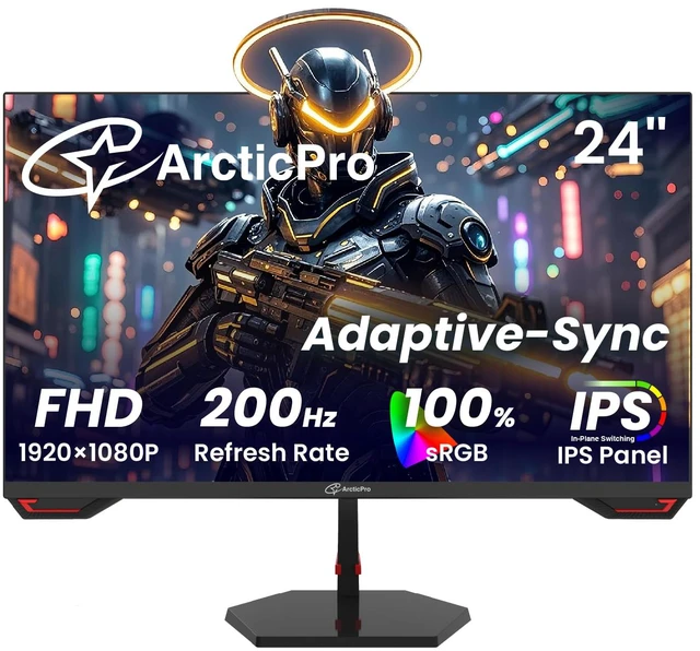 Main image of 24inch Gaming Monitor 200Hz 180Hz, FHD 1080p, IPS Panel, 1ms Response Time, Adaptive sync, PC Computer Monitor, 3-Sided Frameless, Ultra Slim, Bluelight Filter, DP*1, HDMI*1