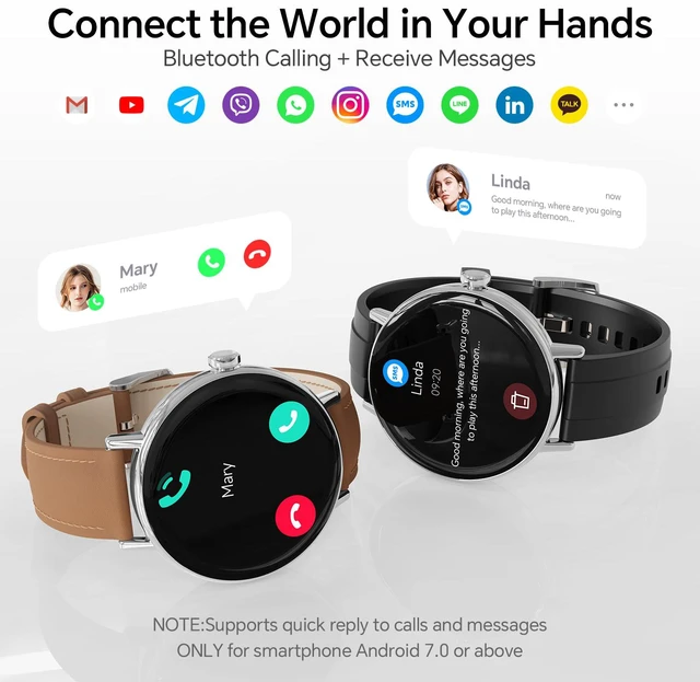 Alt view image 3 of 7 - Smart Watch for Men Women,1.57" 43mm HD Scree,BT Calling,2 Straps Compatible for iPhone/Android,Fitness Tracker with Heart Rate/SpO2/Sleep Monitor,IP68 Waterproof,110+ Sport Mode