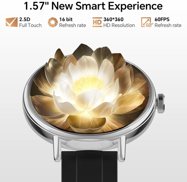 Alt view image 5 of 7 - Smart Watch for Men Women,1.57" 43mm HD Scree,BT Calling,2 Straps Compatible for iPhone/Android,Fitness Tracker with Heart Rate/SpO2/Sleep Monitor,IP68 Waterproof,110+ Sport Mode