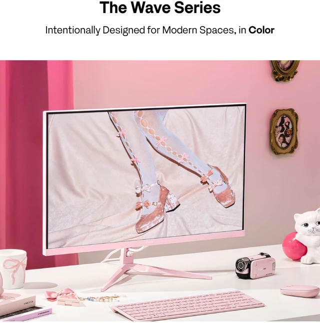 Alt view image 2 of 7 - PX246 Wave Pink 24 inch 120Hz Refresh Rate FHD 1080p Resolution IPS Panel 4ms GTG Response Time Gaming Monitor with Adaptive Sync