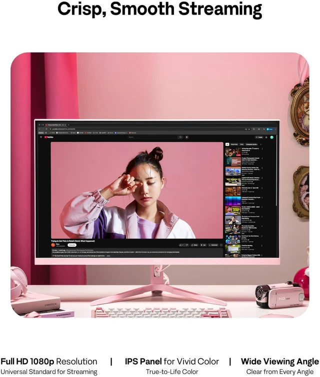 Alt view image 5 of 7 - PX246 Wave Pink 24 inch 120Hz Refresh Rate FHD 1080p Resolution IPS Panel 4ms GTG Response Time Gaming Monitor with Adaptive Sync