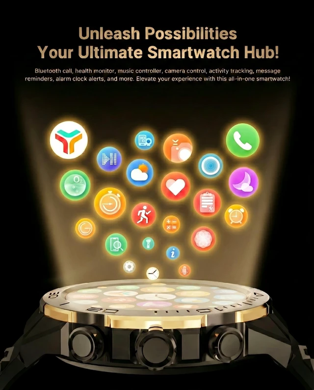 Alt view image 7 of 7 - Men's Smart Watch with Bluetooth Call, 1.43" AMOLED Round Dial, Luxury Stainless Steel & Silicone Bands, Business Sport Fitness Tracker, Heart Rate/Blood Pressure/Sleep Monitor for iOS Android