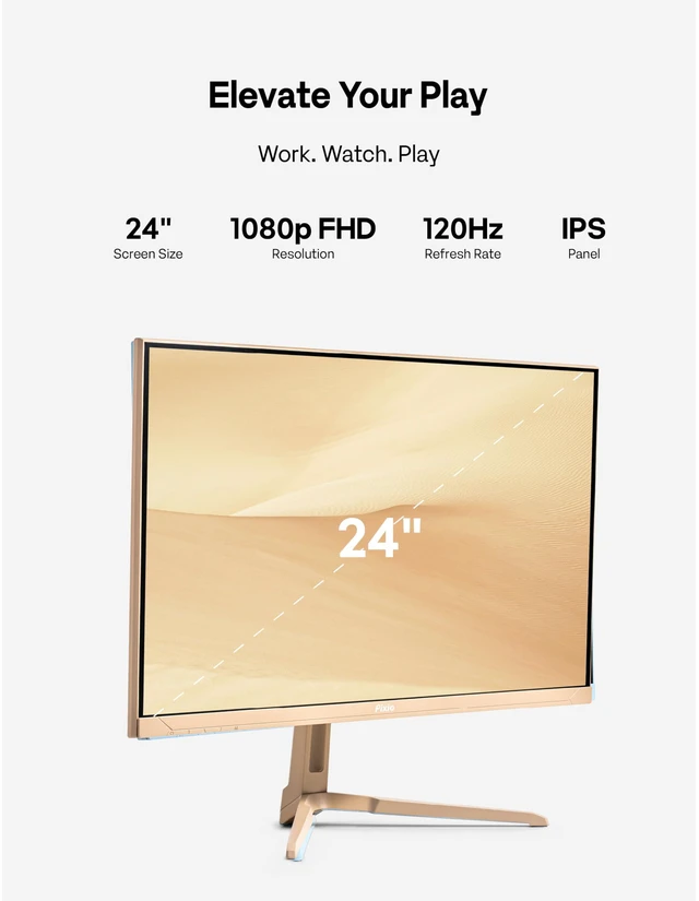 Alt view image 3 of 7 - PX246 Wave Beige 24 inch 120Hz Refresh Rate FHD 1080p Resolution IPS Panel 4ms GTG Response Time Gaming Monitor with Adaptive Sync