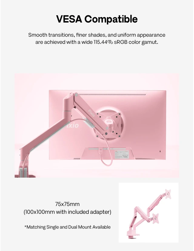 Alt view image 7 of 7 - PX246 Wave Pink 24 inch 120Hz Refresh Rate FHD 1080p Resolution IPS Panel 4ms GTG Response Time Gaming Monitor with Adaptive Sync