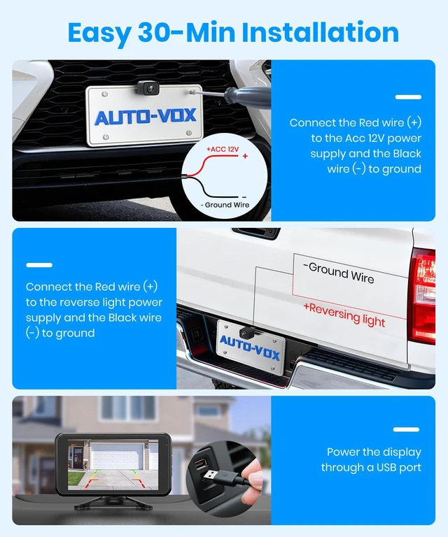 Alt view image 3 of 4 - Wireless Backup Camera:1080P HD Dual-Channel Monitor, Easy Installation,Stable Digital Transmission Signal,IP69K Waterproof Night Vision Back Up Camera for Truck,SUV,Car,Vans