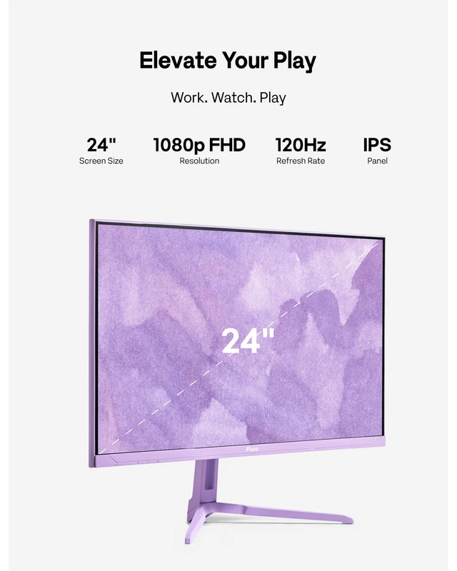 Alt view image 3 of 7 - PX246 Wave Purple 24 inch 120Hz Refresh Rate FHD 1080p Resolution IPS Panel 4ms GTG Response Time Gaming Monitor with Adaptive Sync