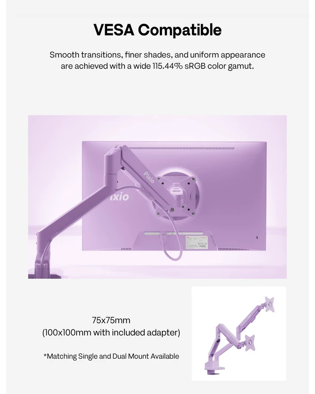 Alt view image 7 of 7 - PX246 Wave Purple 24 inch 120Hz Refresh Rate FHD 1080p Resolution IPS Panel 4ms GTG Response Time Gaming Monitor with Adaptive Sync