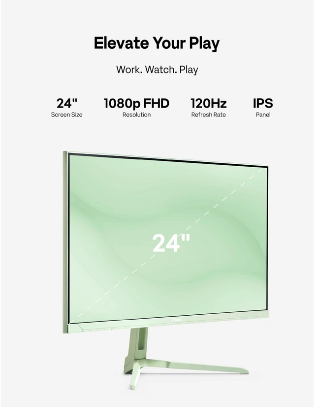 Alt view image 3 of 7 - PX246 Wave Mint Green 24 inch 120Hz Refresh Rate FHD 1080p Resolution IPS Panel 4ms GTG Response Time Gaming Monitor with Adaptive Sync